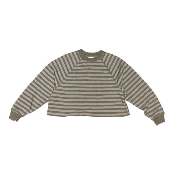 American Eagle Outfitters Tops - American Eagle Outfitters striped crewneck sweatshirt cropped size s